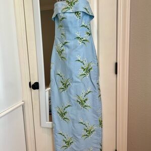 LulaKate Strapless Blue Floral Dress